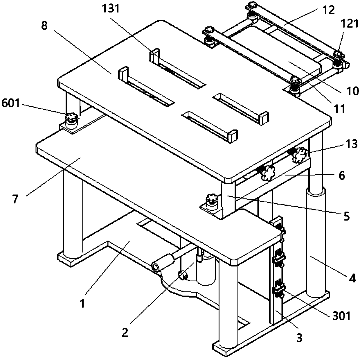 Vertical worktable frame for hydraulic-structure computer station