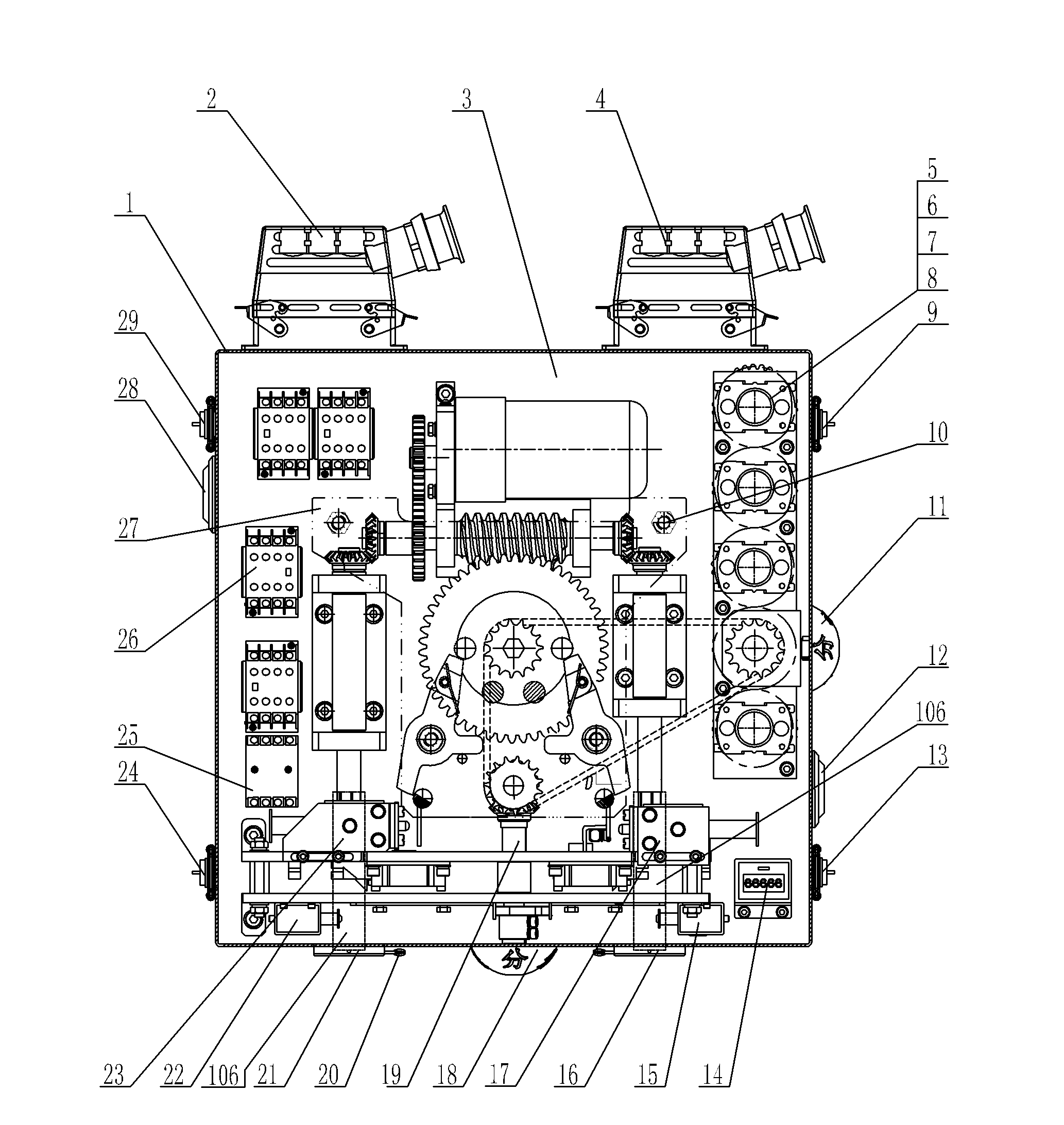 Three-working-position electric operation mechanism for switching device