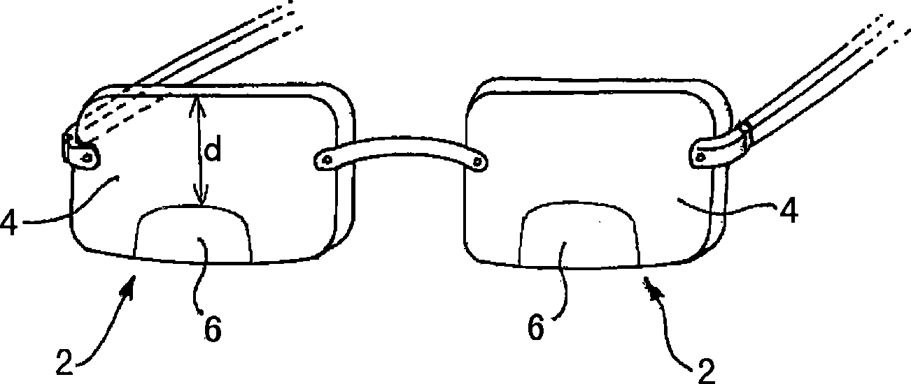 Device for measuring the angle between far sight and near sight on a patient wearing spectacles