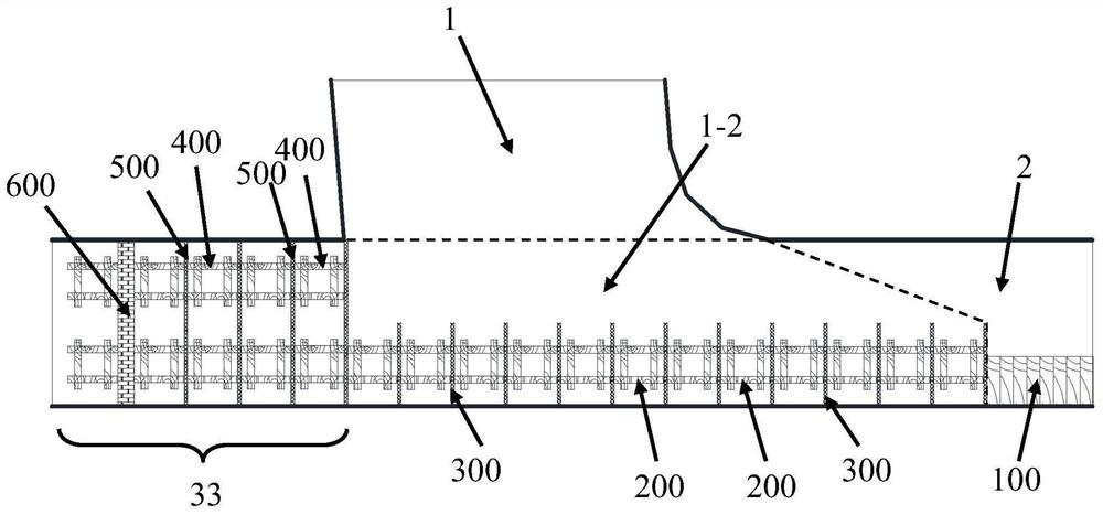 Overhead mining face roadway system and construction method thereof