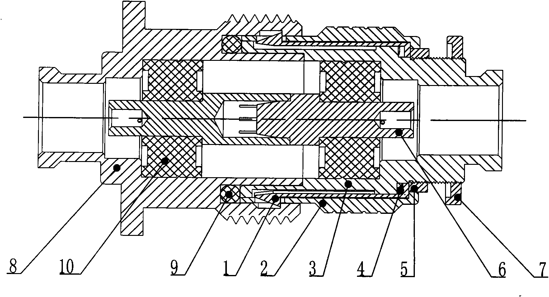 High-power radio frequency connector provided with fast locking and separation mechanism