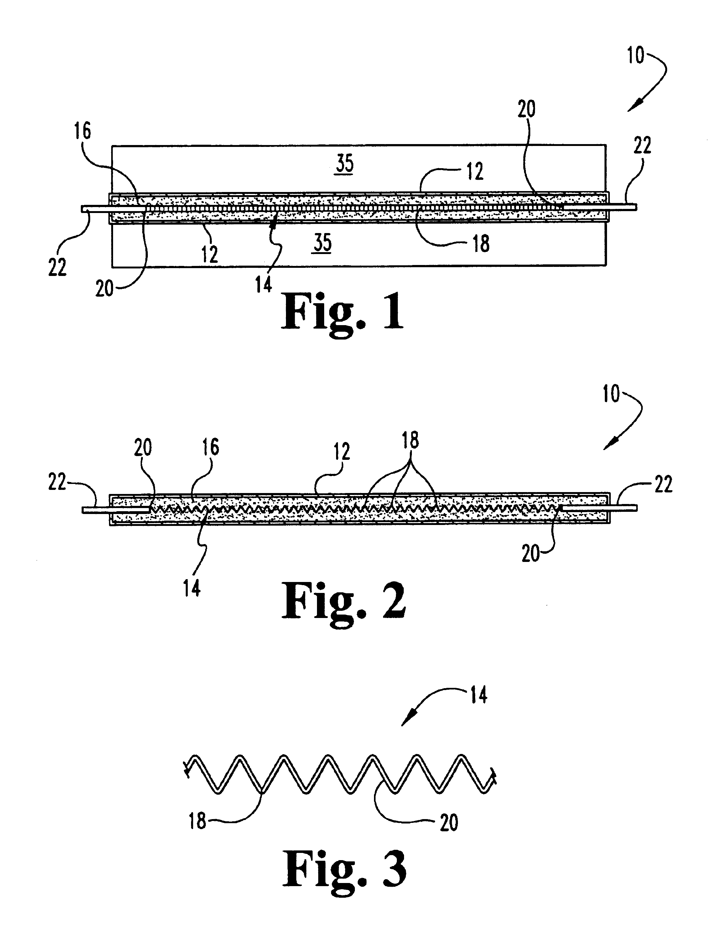 Corrugated metal ribbon heating element