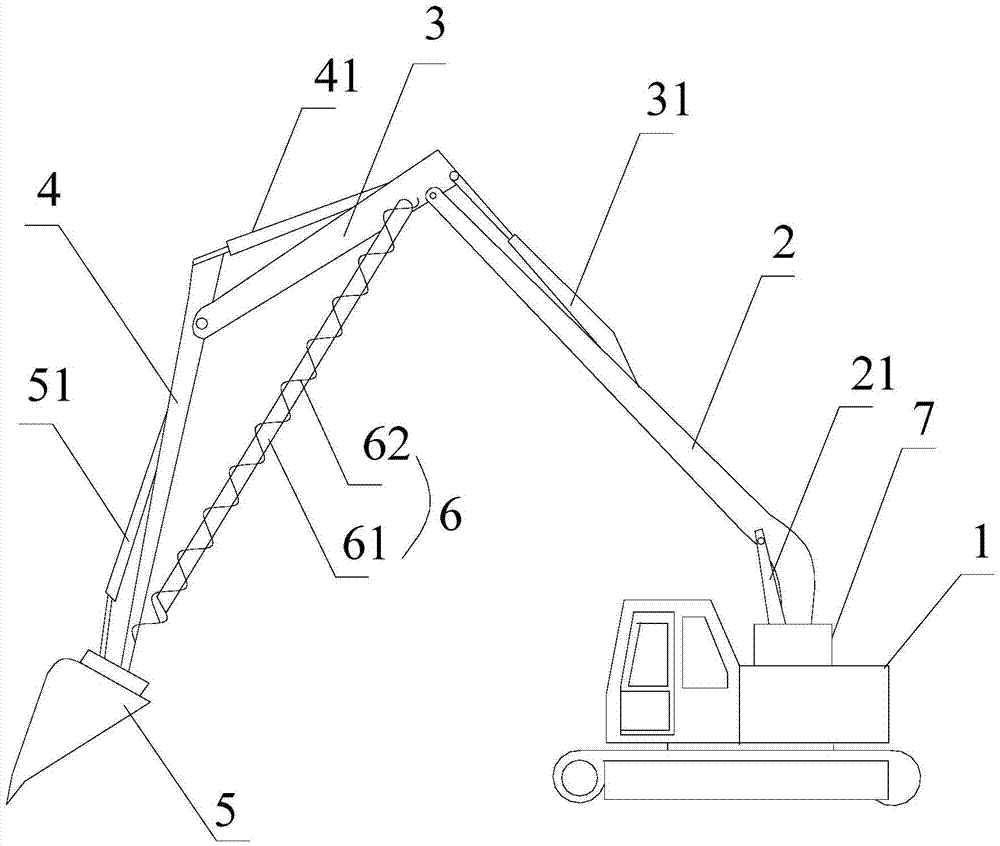 Three-section arm type excavator