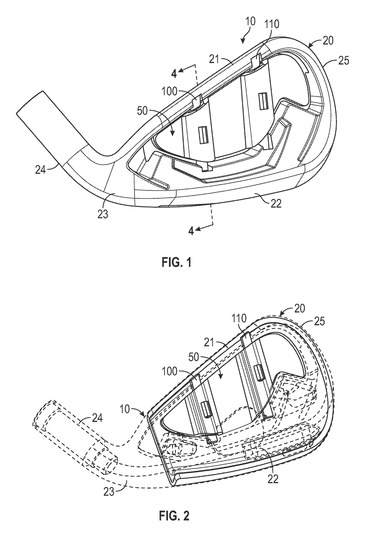 Iron-type golf club head with damping features