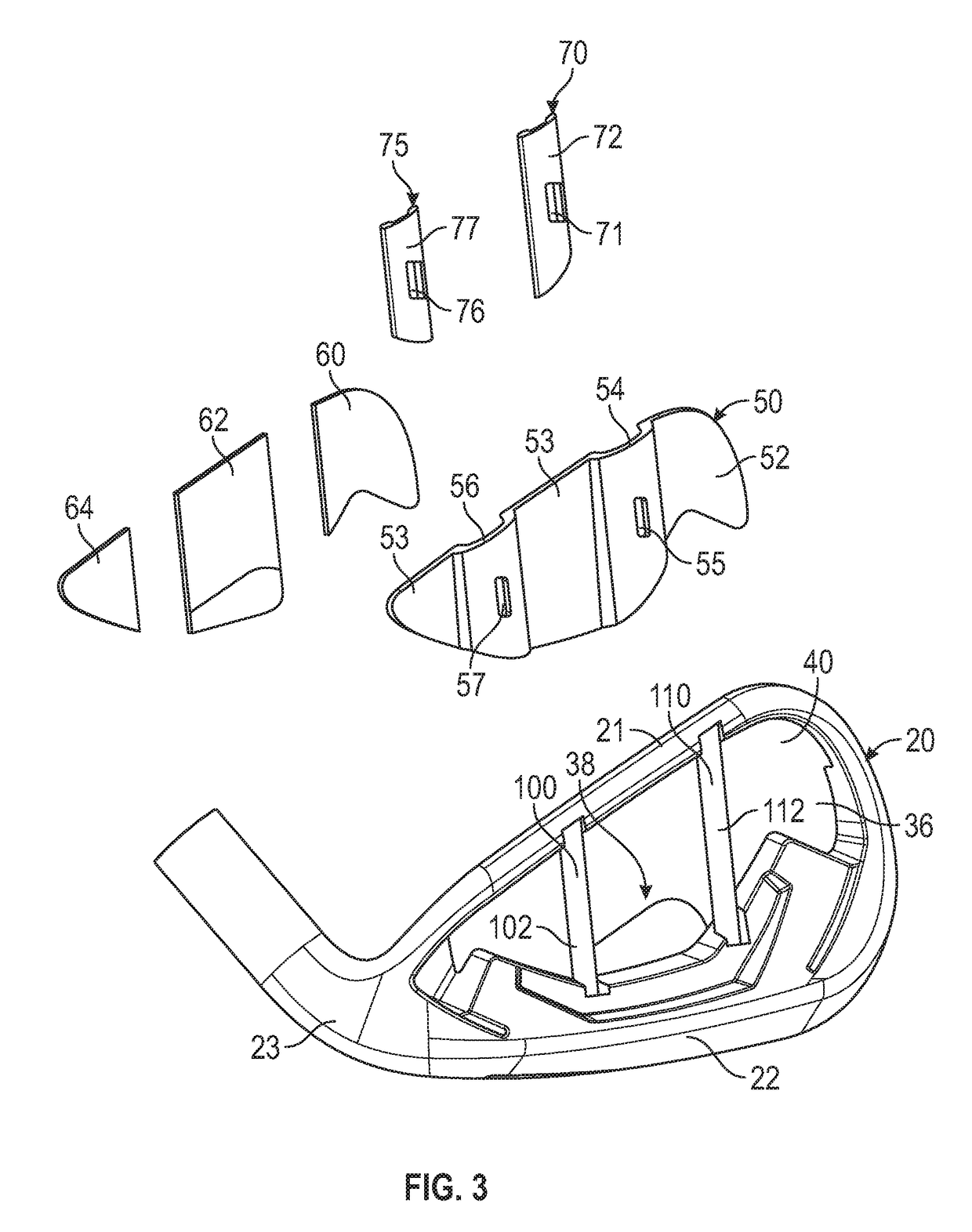 Iron-type golf club head with damping features