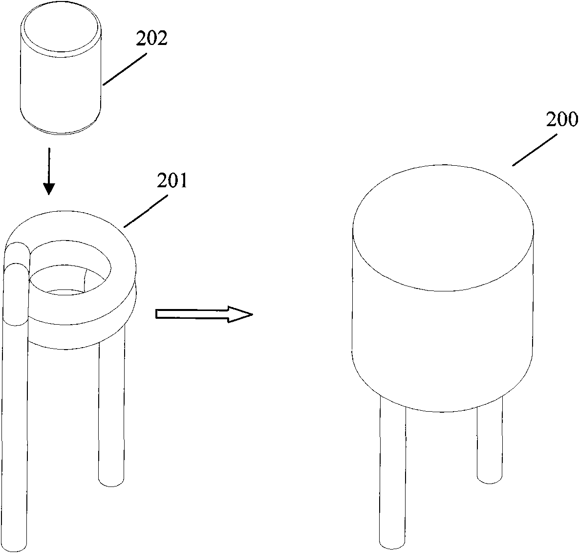 Metal powder injection molding inductor and processing method thereof