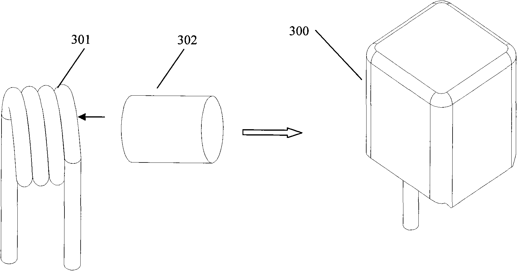 Metal powder injection molding inductor and processing method thereof