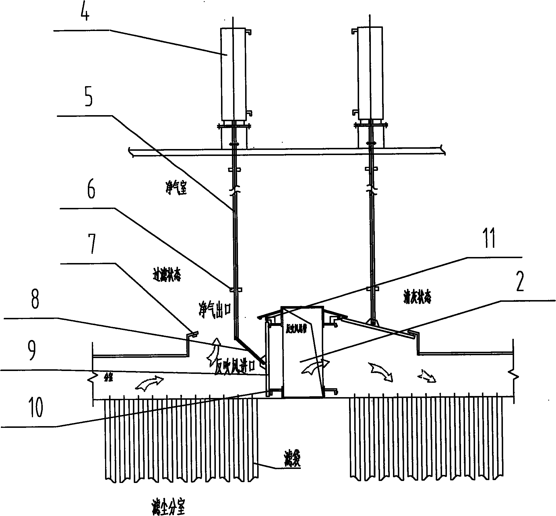 Instantaneous-blowing deashing unit and control method thereof for chamber blowback bag filter