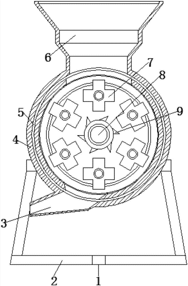 Feed grinder with hole diameter size of filter screen capable of being adjusted for goat breeding