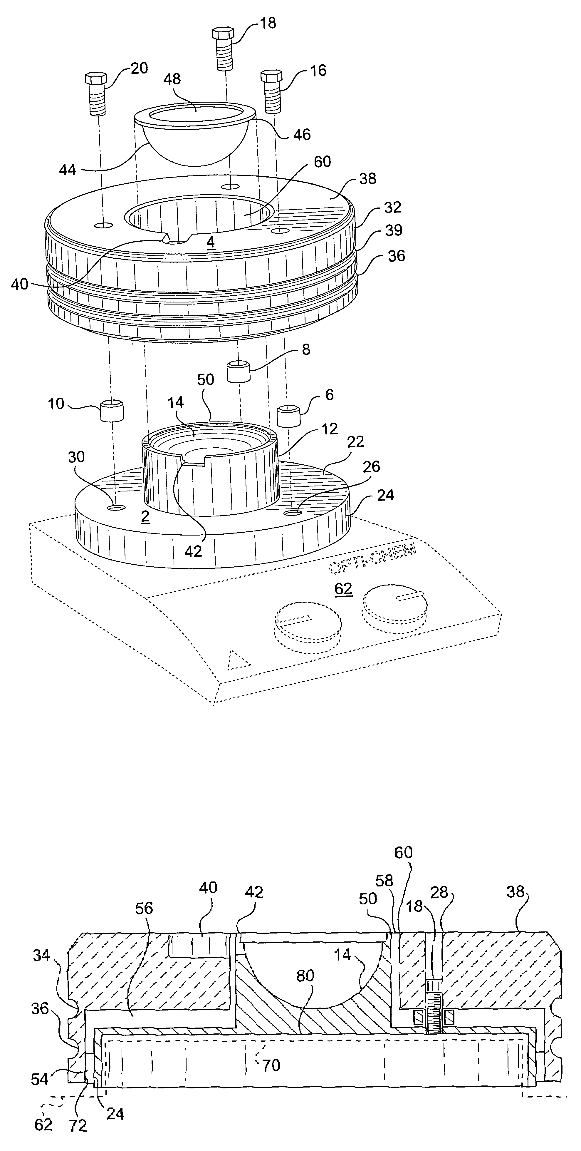 Reaction block for supporting flasks of different sizes for chemical synthesis on a hot plate stirrer