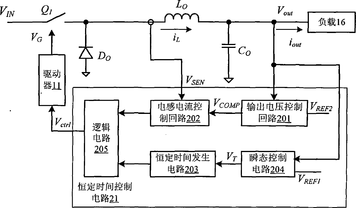 Constant-time control circuit for switch type adjuster as well as switch type adjuster using control circuit