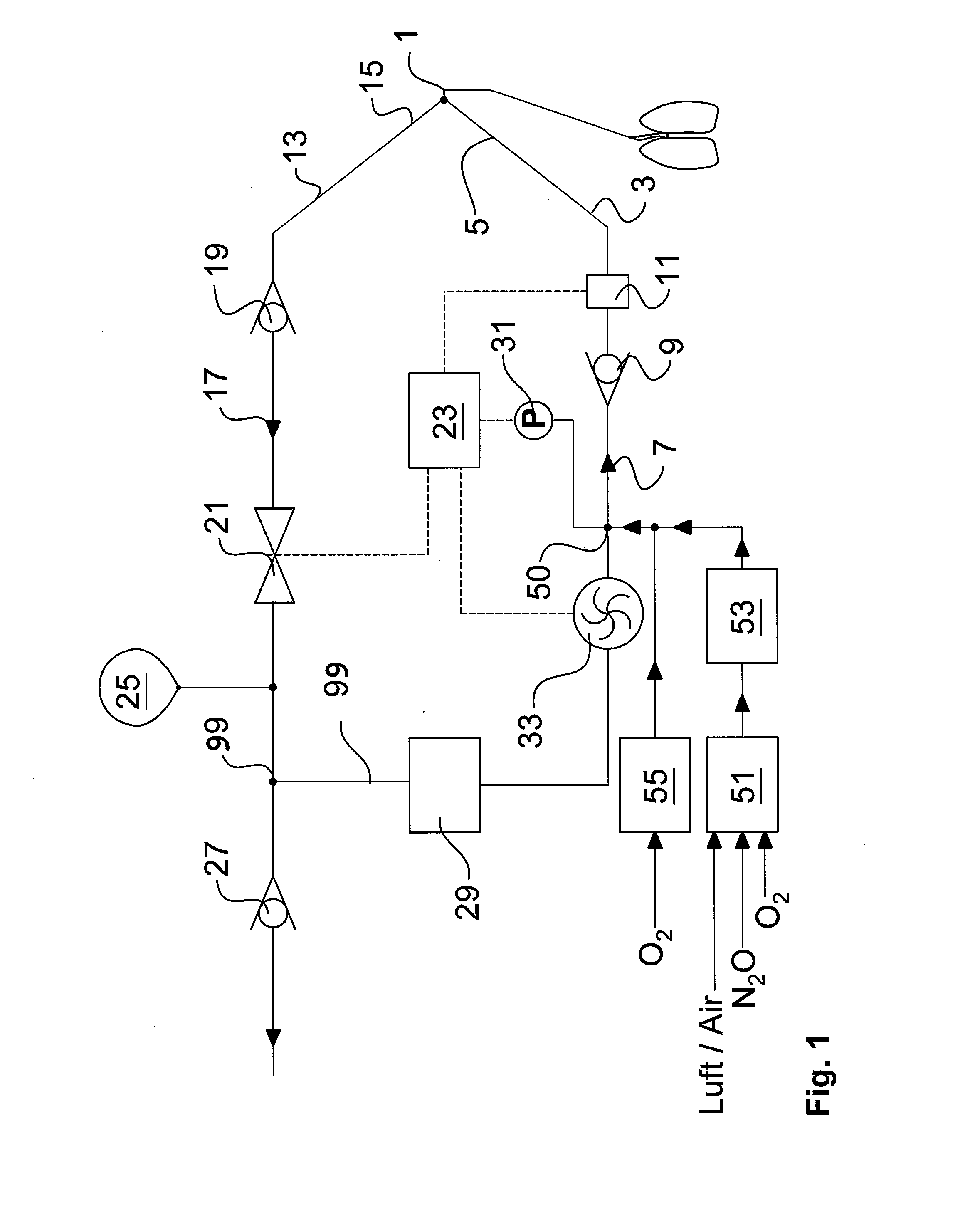 Respiration system for an anesthesia apparatus