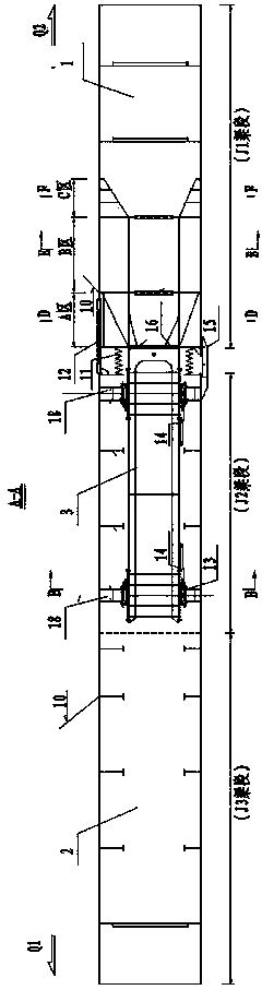 Bridge provided with rigid hinges