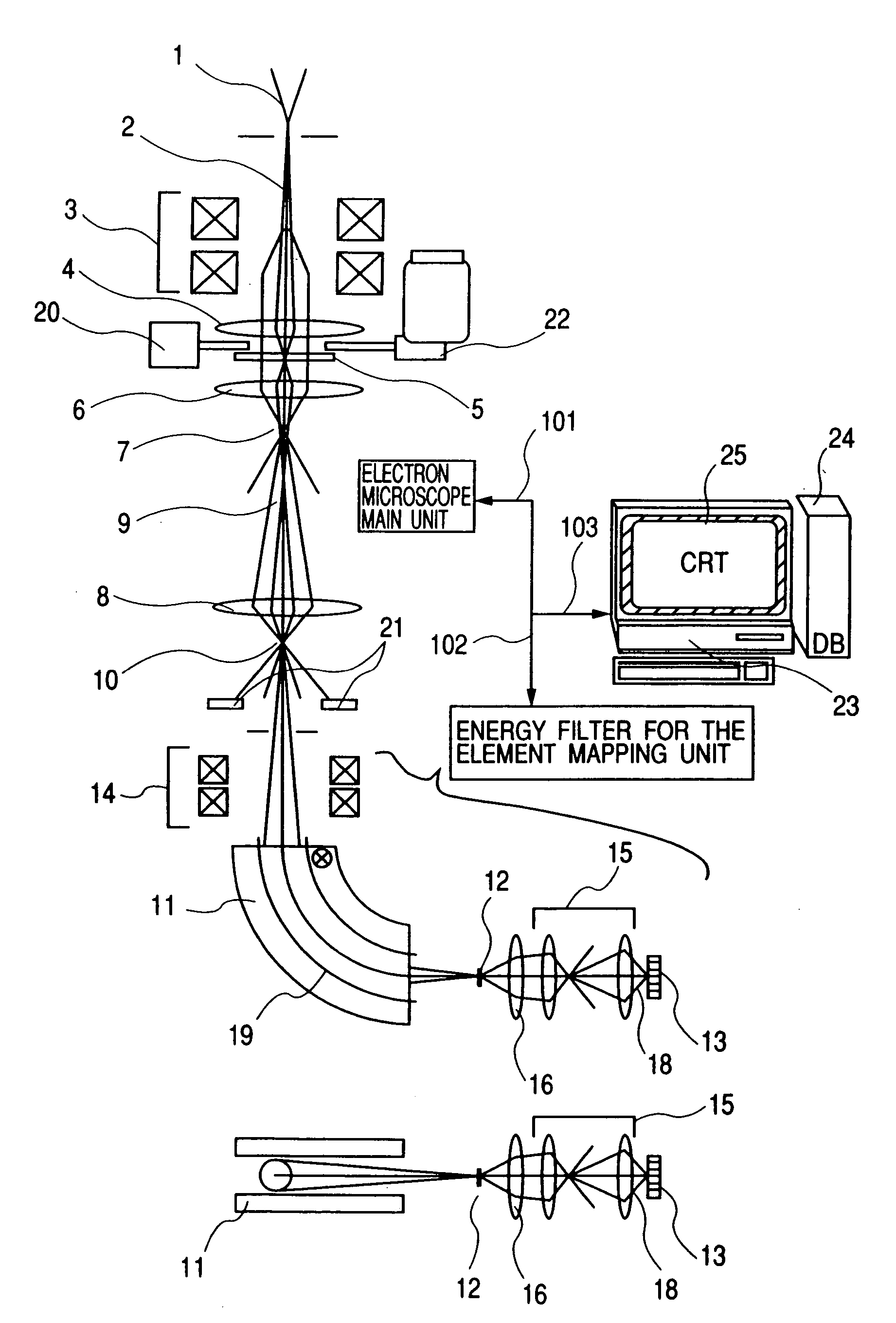 Element mapping unit, scanning transmission electron microscope, and element mapping method