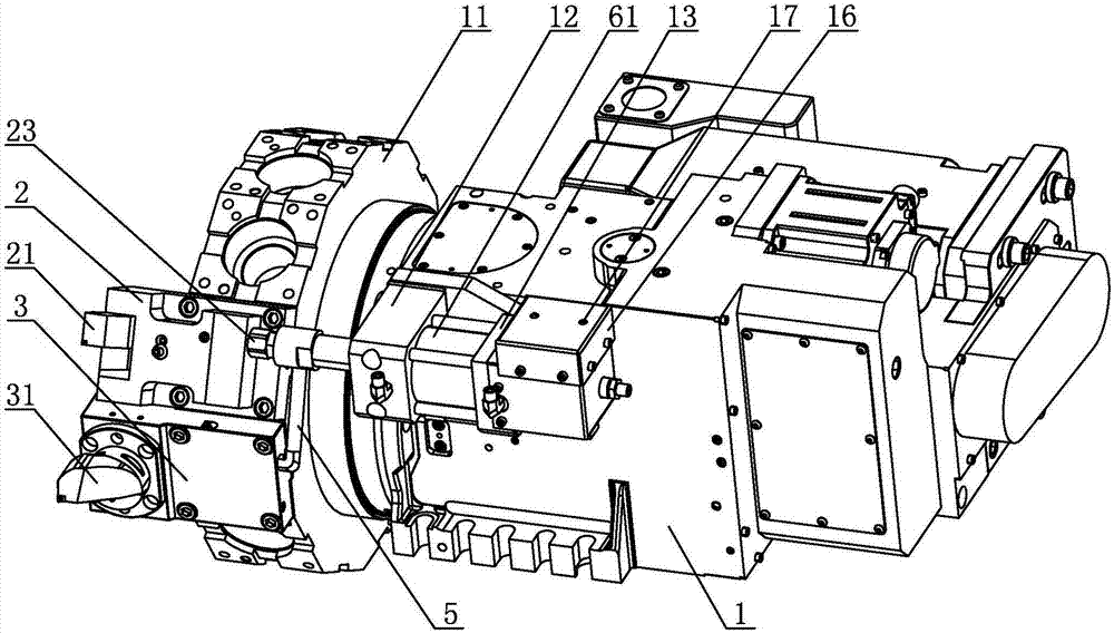 High-pressure water discharging cutter tower assembly of numerically-controlled lathe