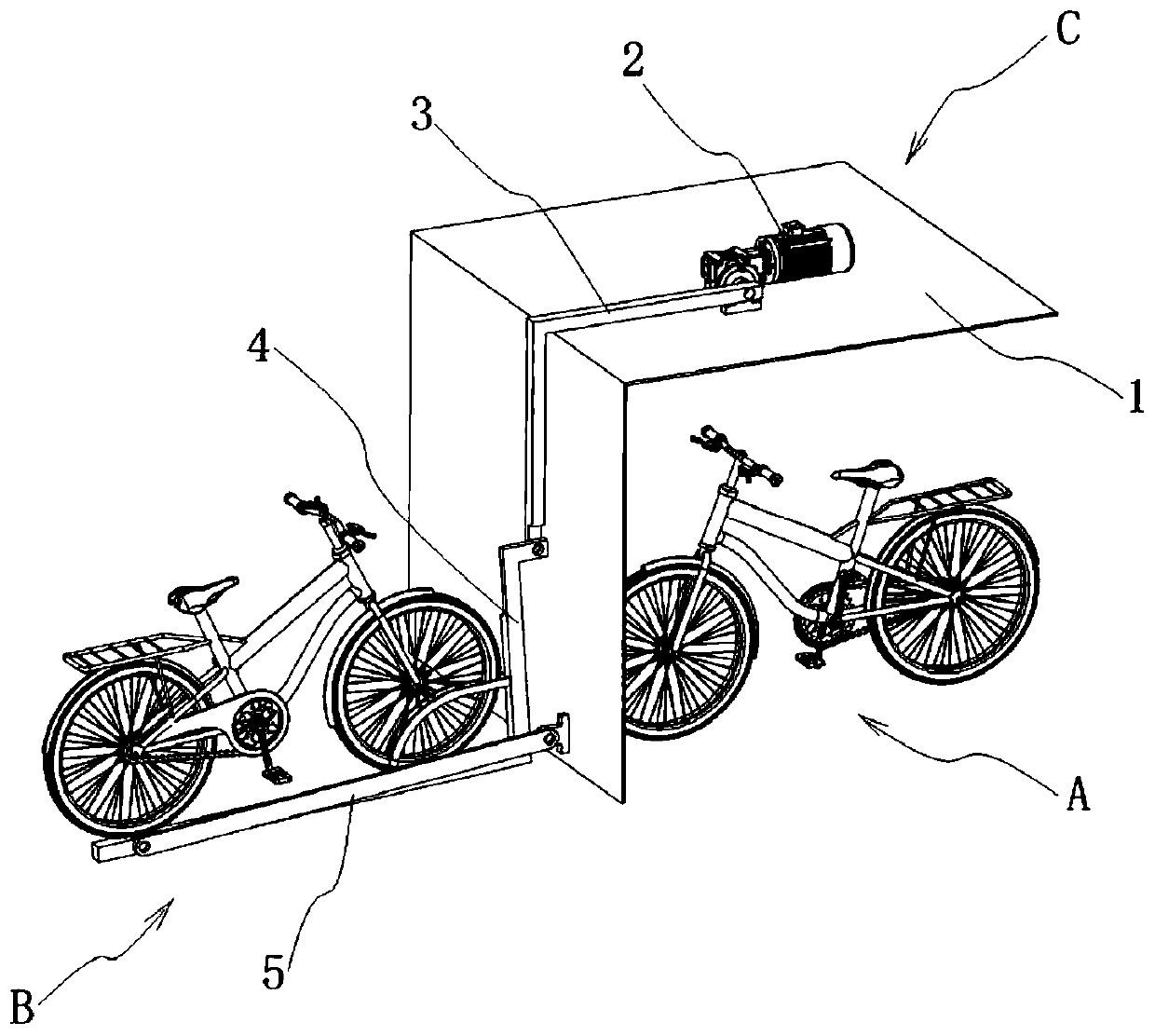 A double-deck bicycle parking rack