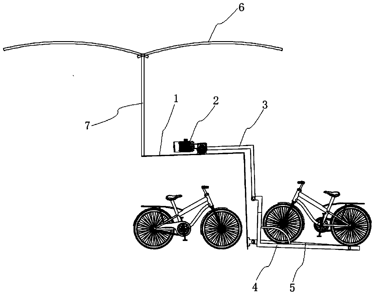 A double-deck bicycle parking rack