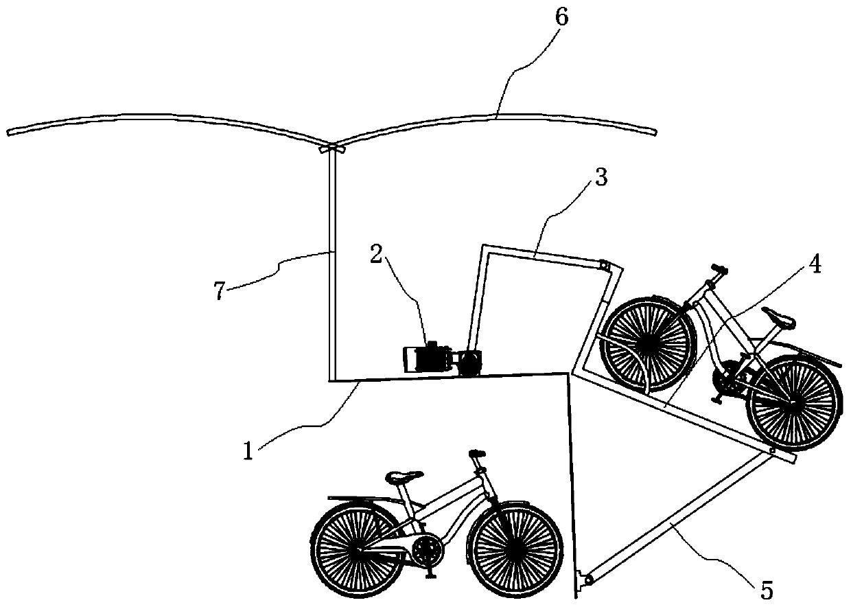 A double-deck bicycle parking rack