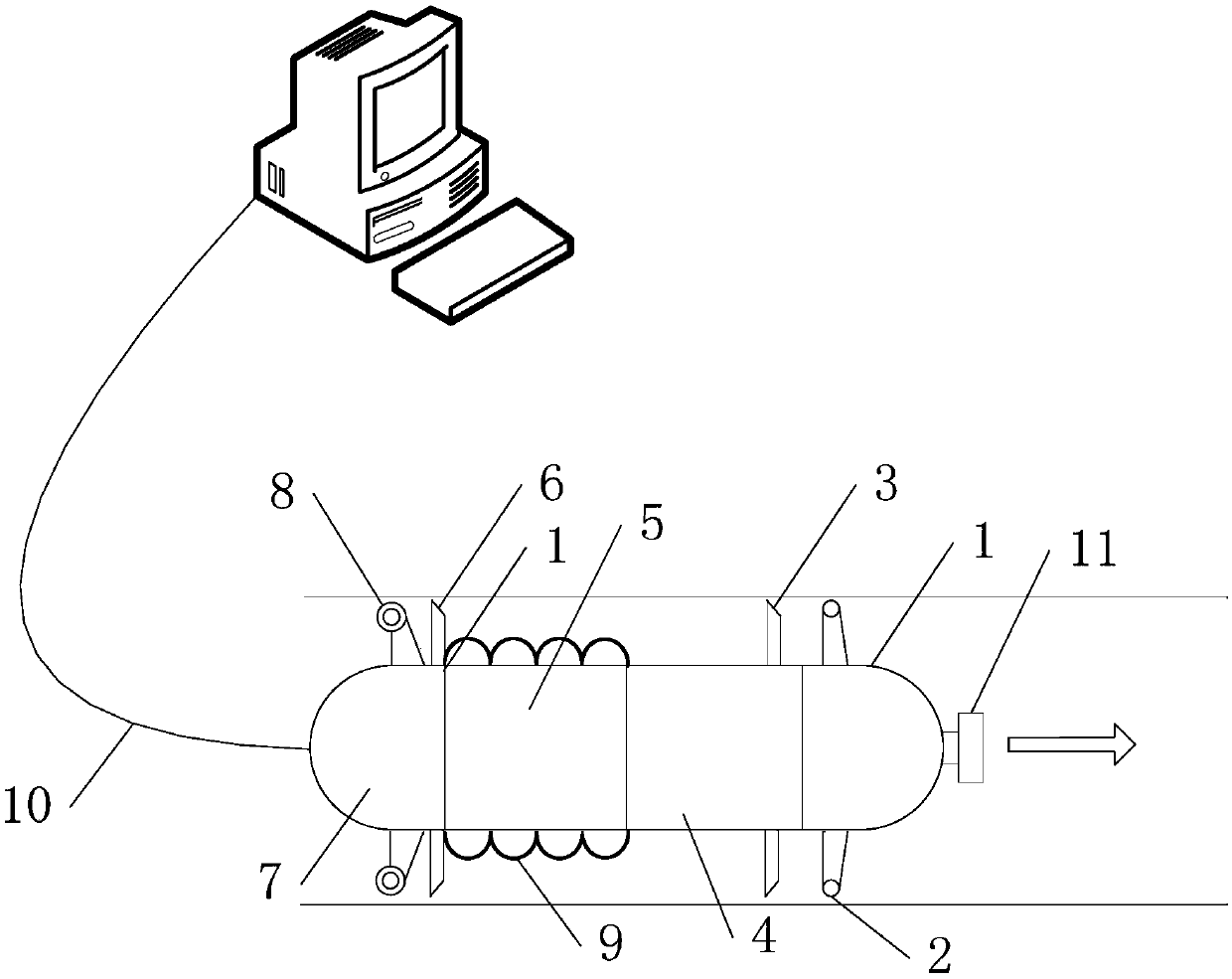 Positioning device and method for pipeline detection