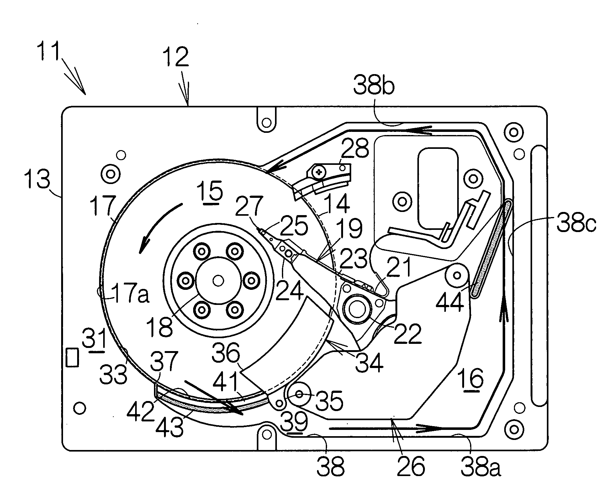 Recording disk drive having shroud