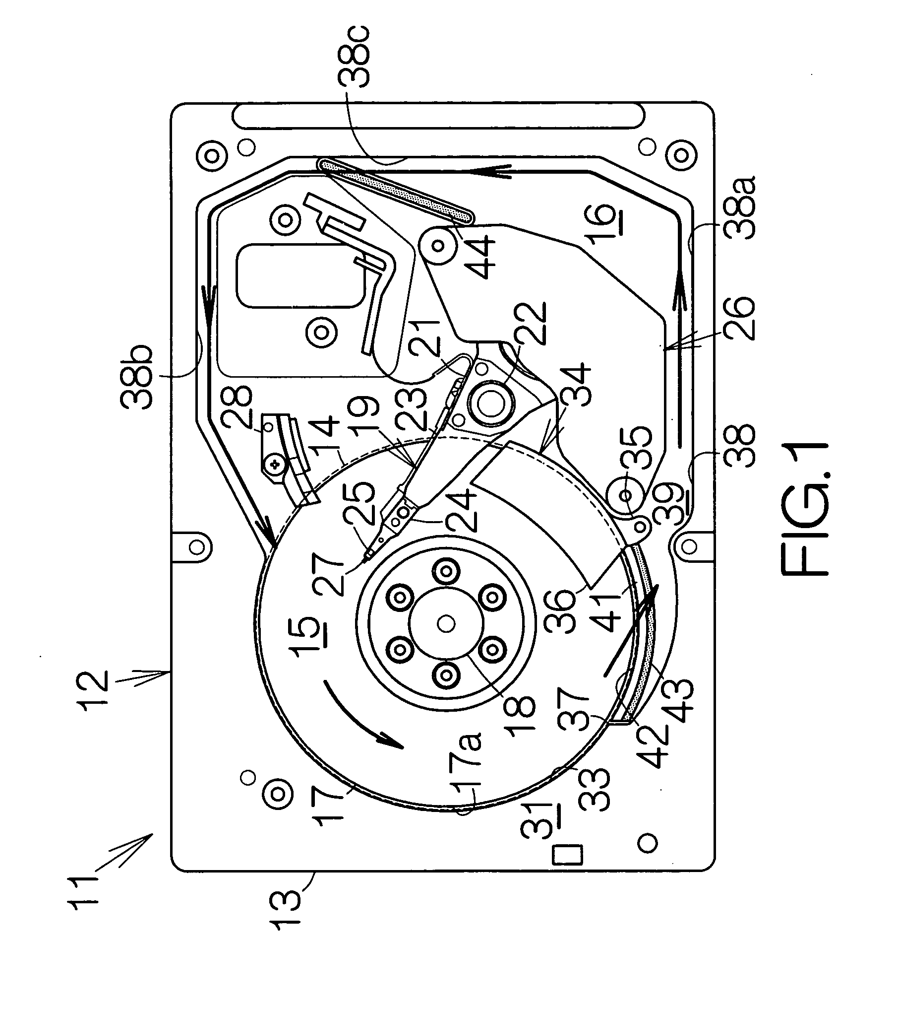 Recording disk drive having shroud