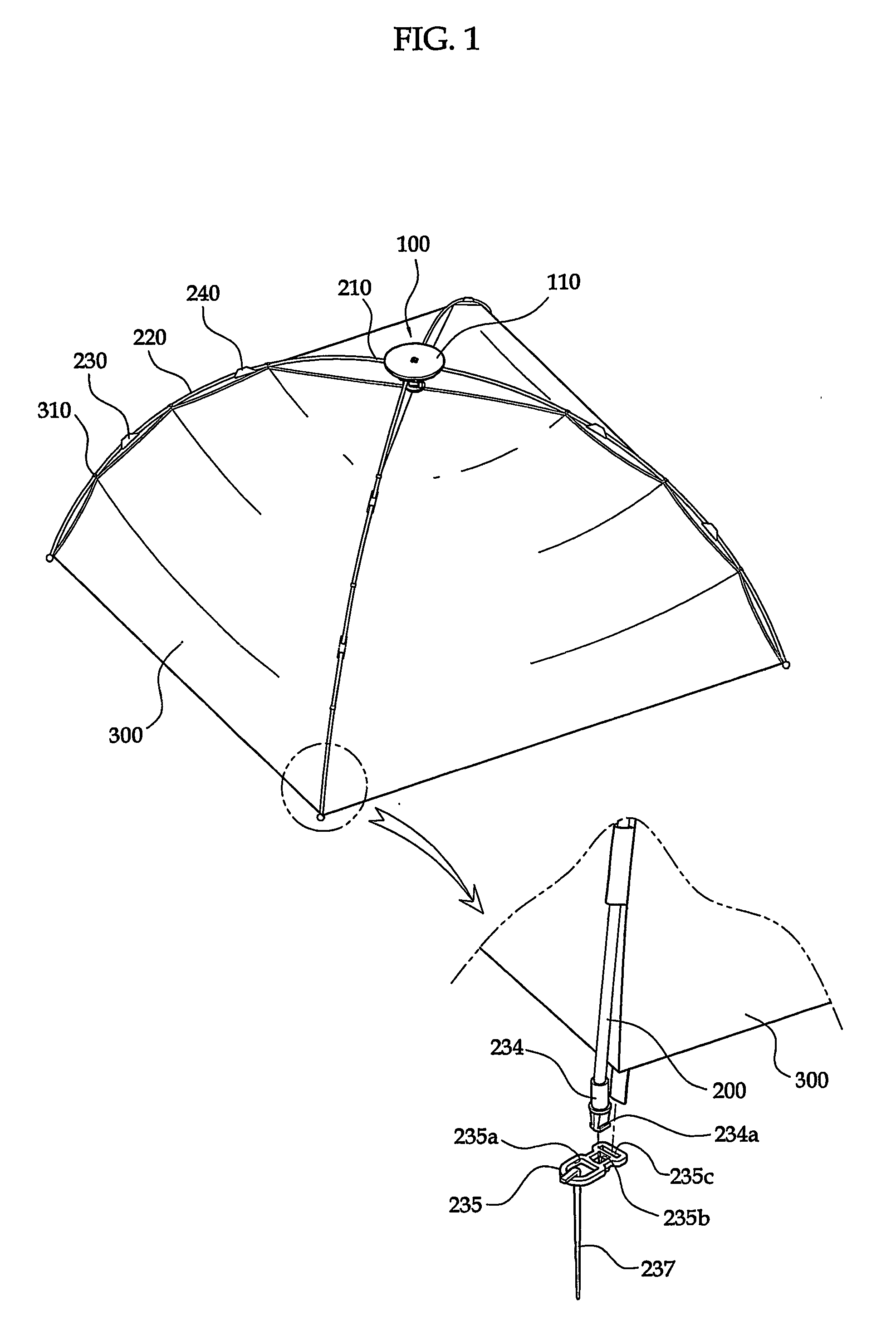 One-touch type foldable tent