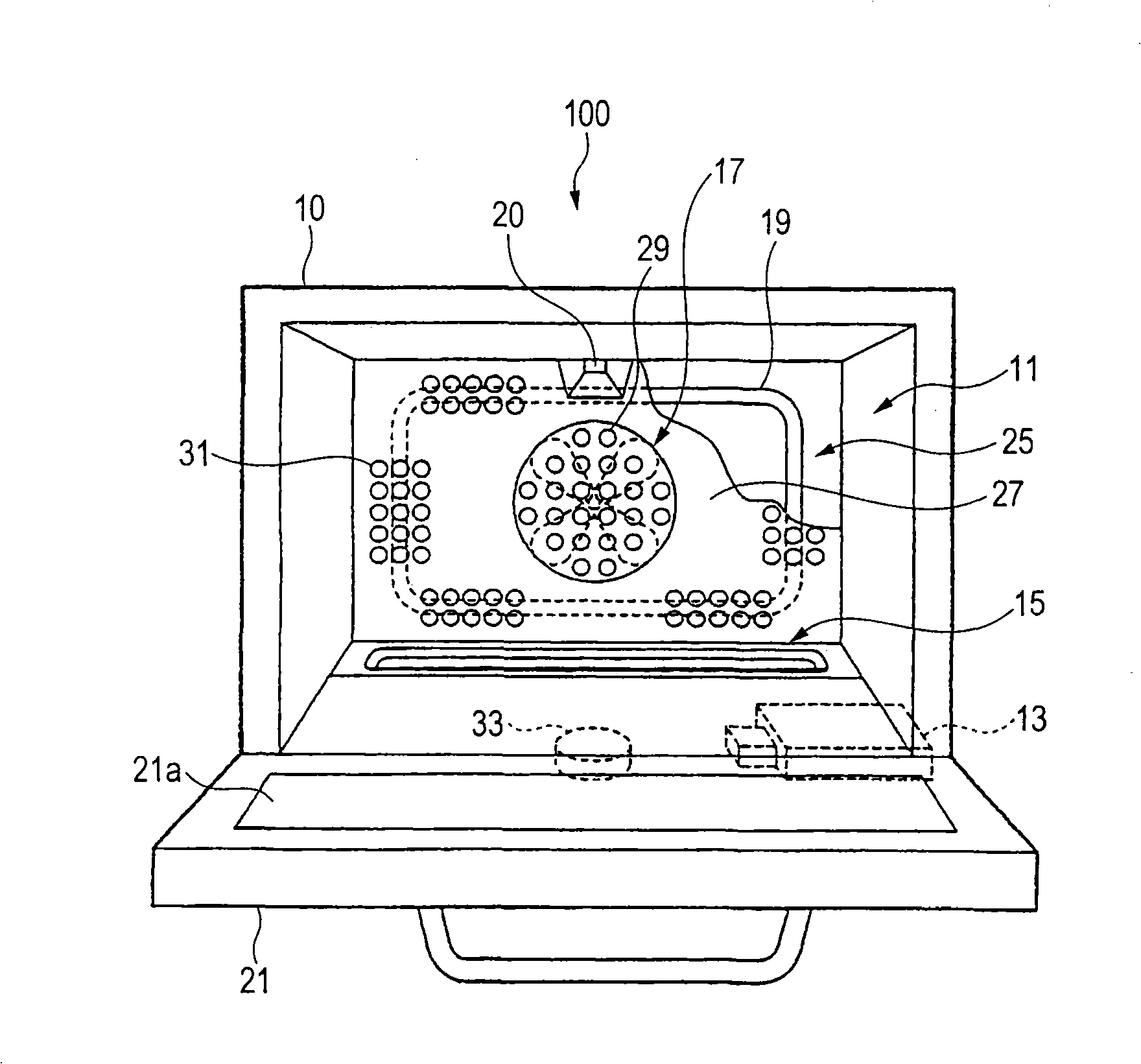 High frequency heating device with steam generating function