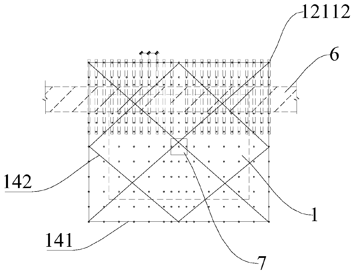 Reinforcing structure and method suitable for basement top plate of construction elevator