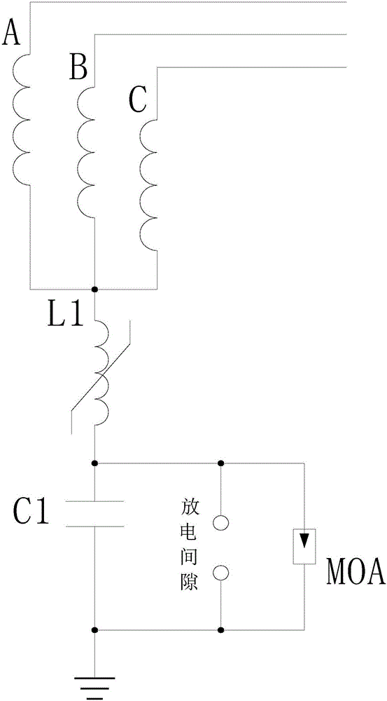 Grounding system for neutral point in high-voltage transformer