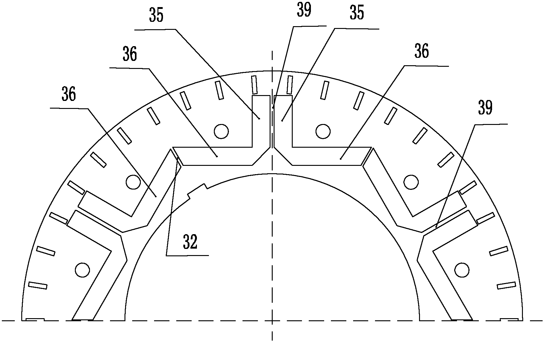 Rotor punching sheet for permanent magnet motor and rotor