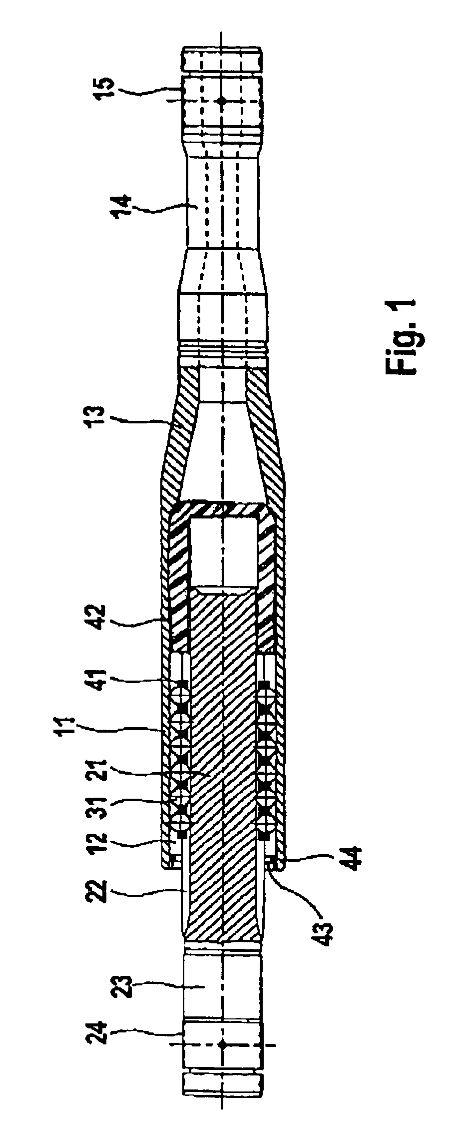 Longitudinal displacement unit with braking rollers