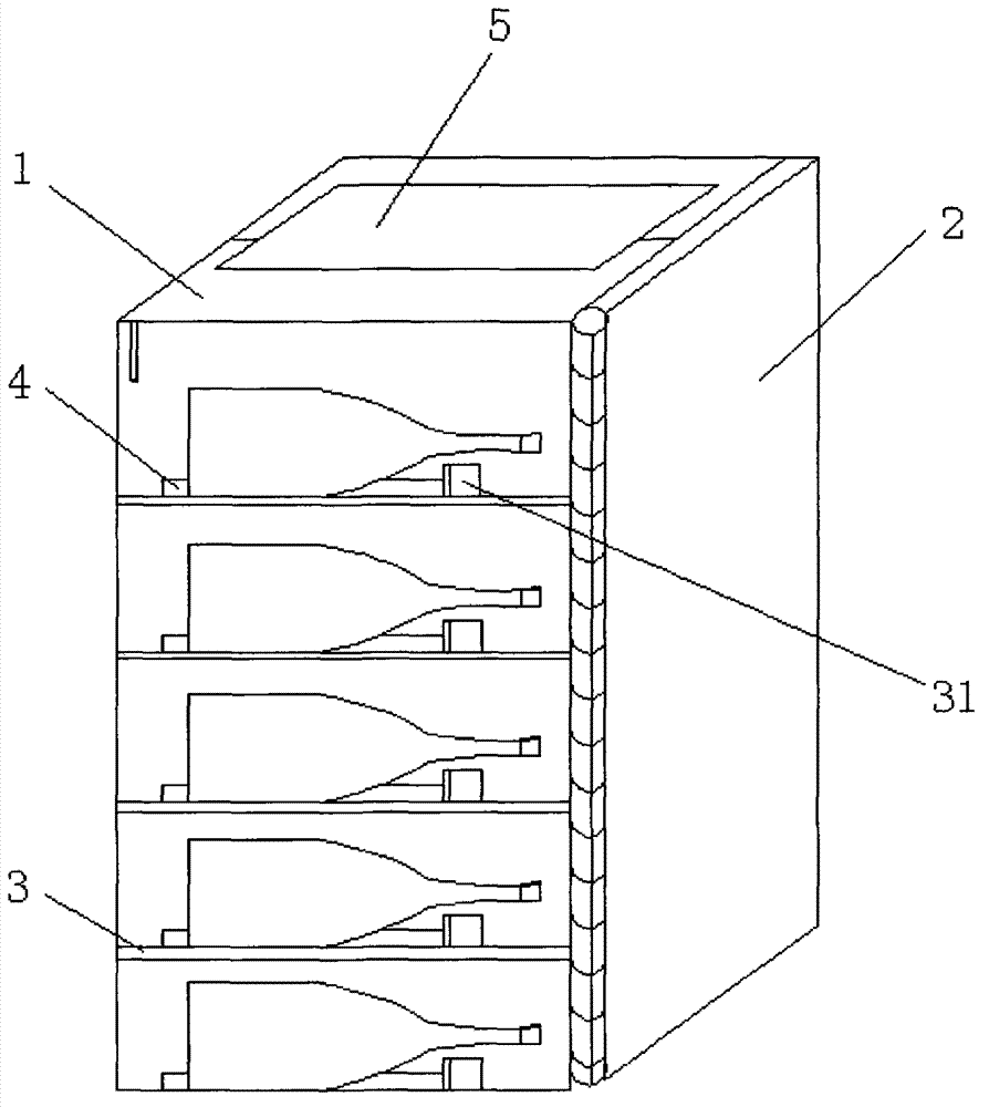 Wine cabinet allowing taking wine without opening door