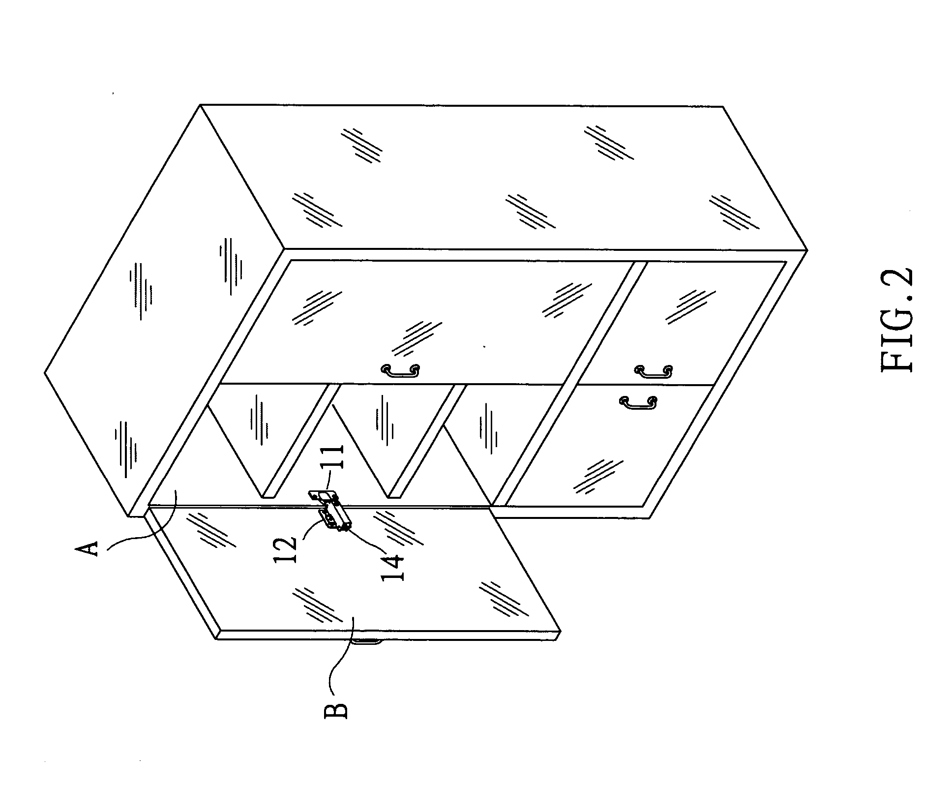 Continuous buffer cabinet hinge structure