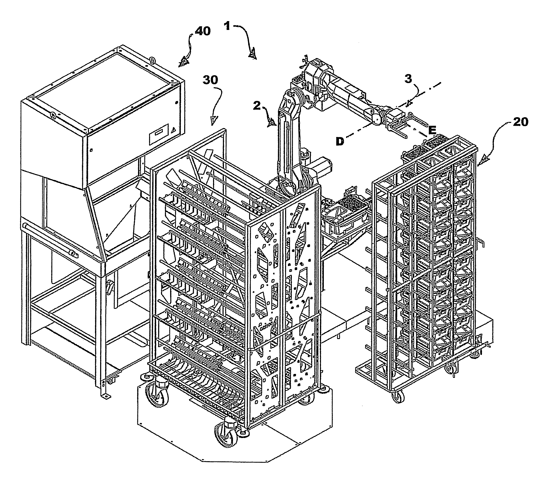 Automated system and method for disassembling, handling and reassembling devices for containing animals in a lab animal room