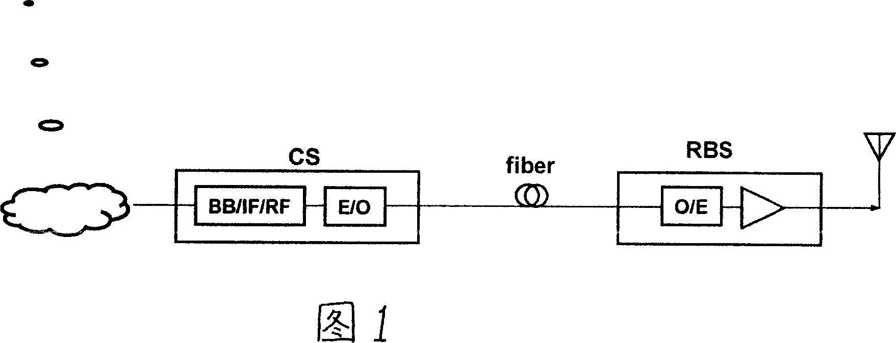 Processing method for radio access system on downlink signals based on optical fiber radio