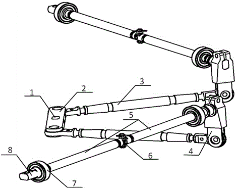 Cardan universal joint type flap transmission mechanism