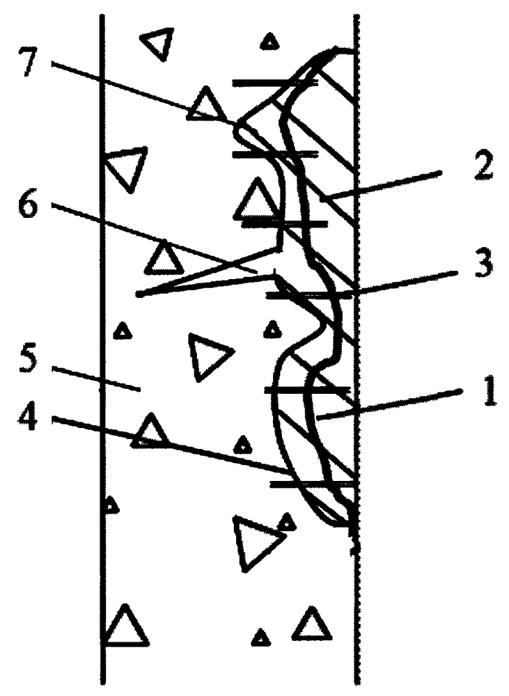 Reinforcing structure and method for concrete construction with local damage