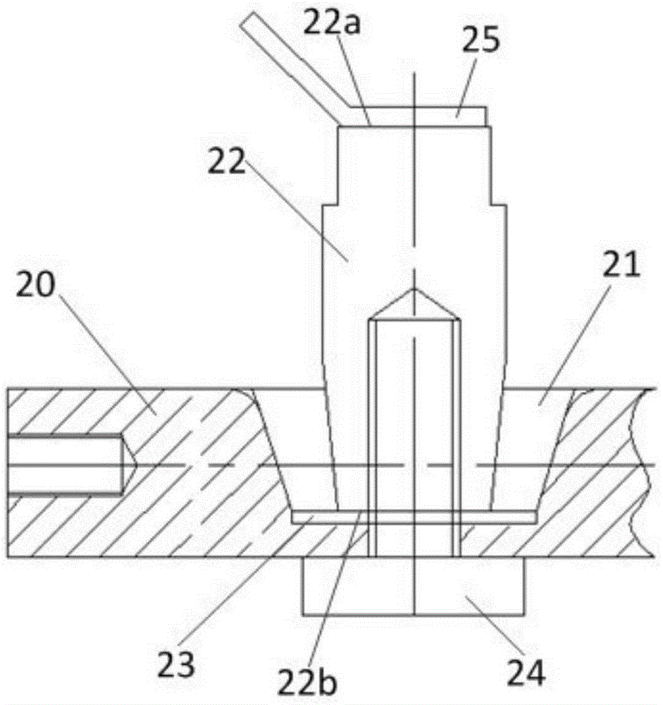 Dry-type transformer high-pressure casting body and casting tool for casting tapping terminal of same