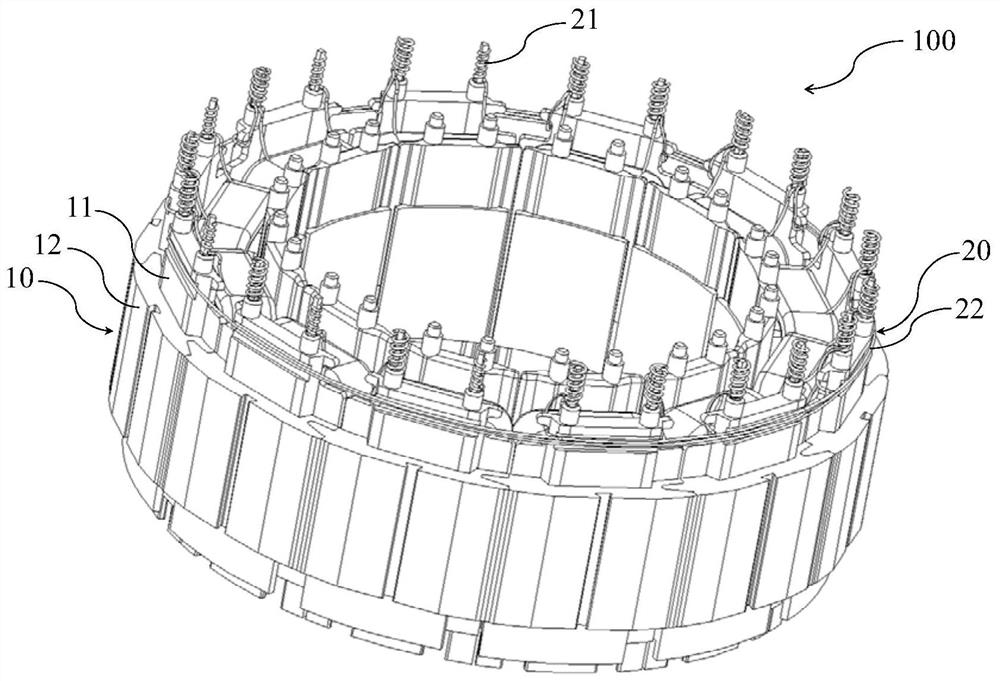 Motor stator assembly, winding method thereof and motor