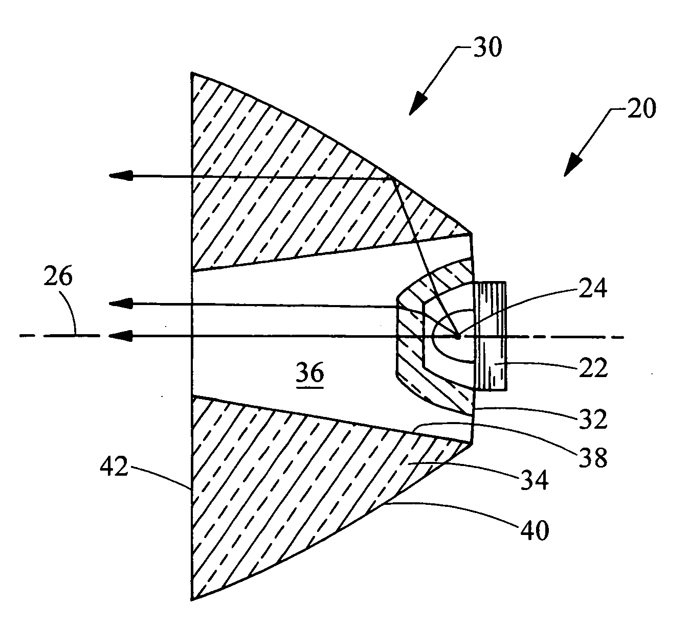 Lens assembly for an automobile light assembly having LED light source