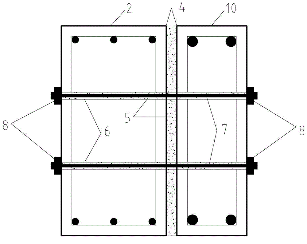 A method for prestressing and assembling prefabricated reinforced concrete frames to strengthen existing structures