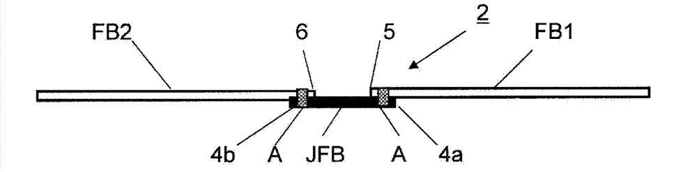 Fiber bundle with pieced part, process for producing same, and process for producing carbon fiber