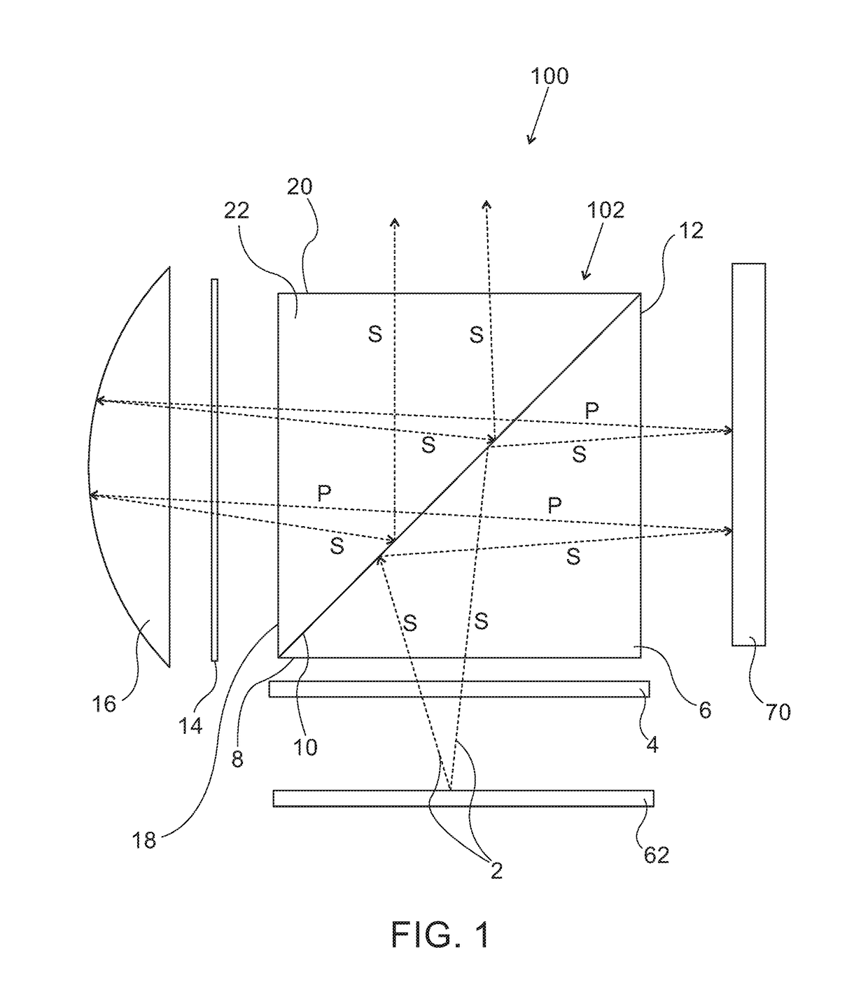 Optical system with compact collimating image projector