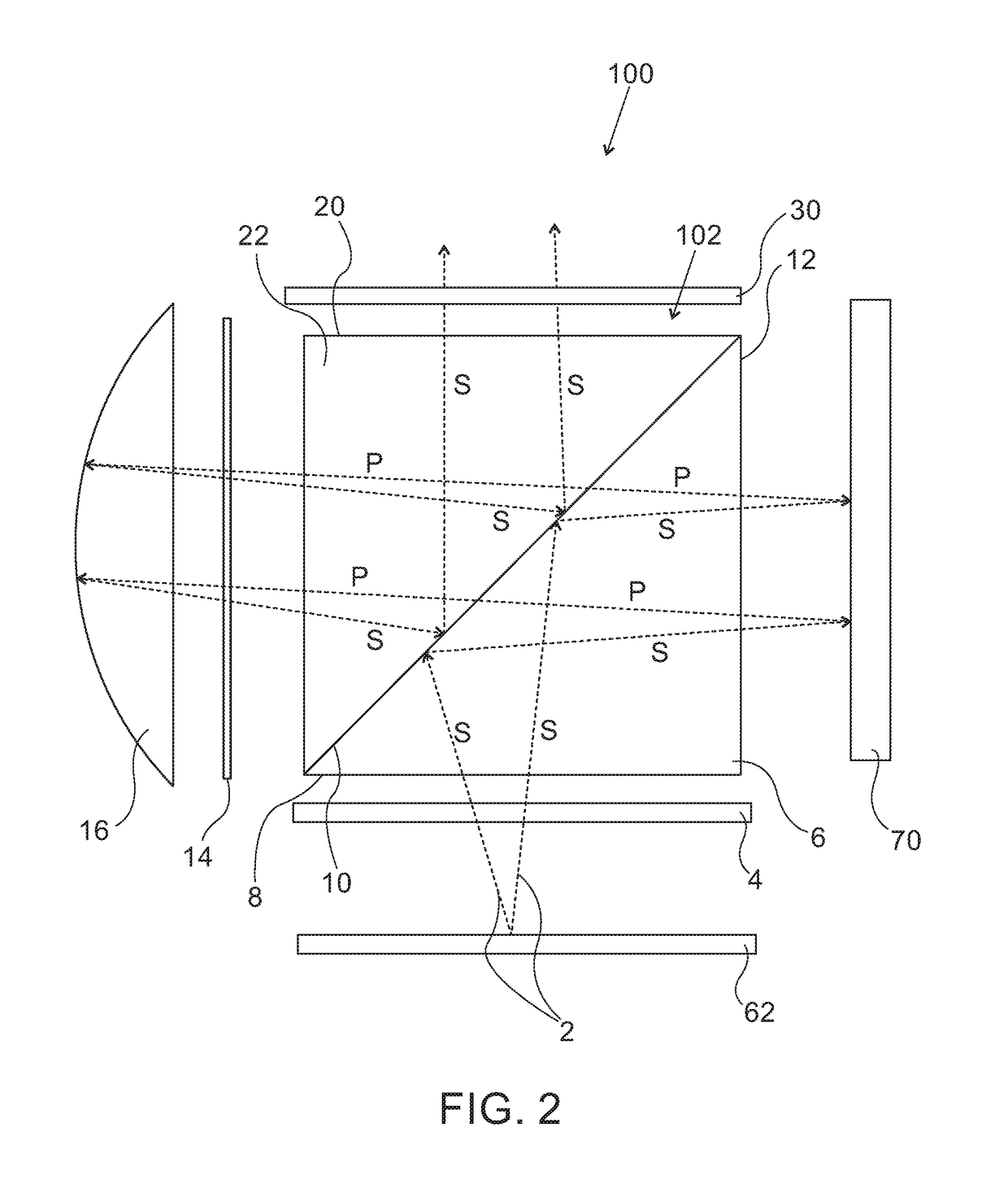 Optical system with compact collimating image projector