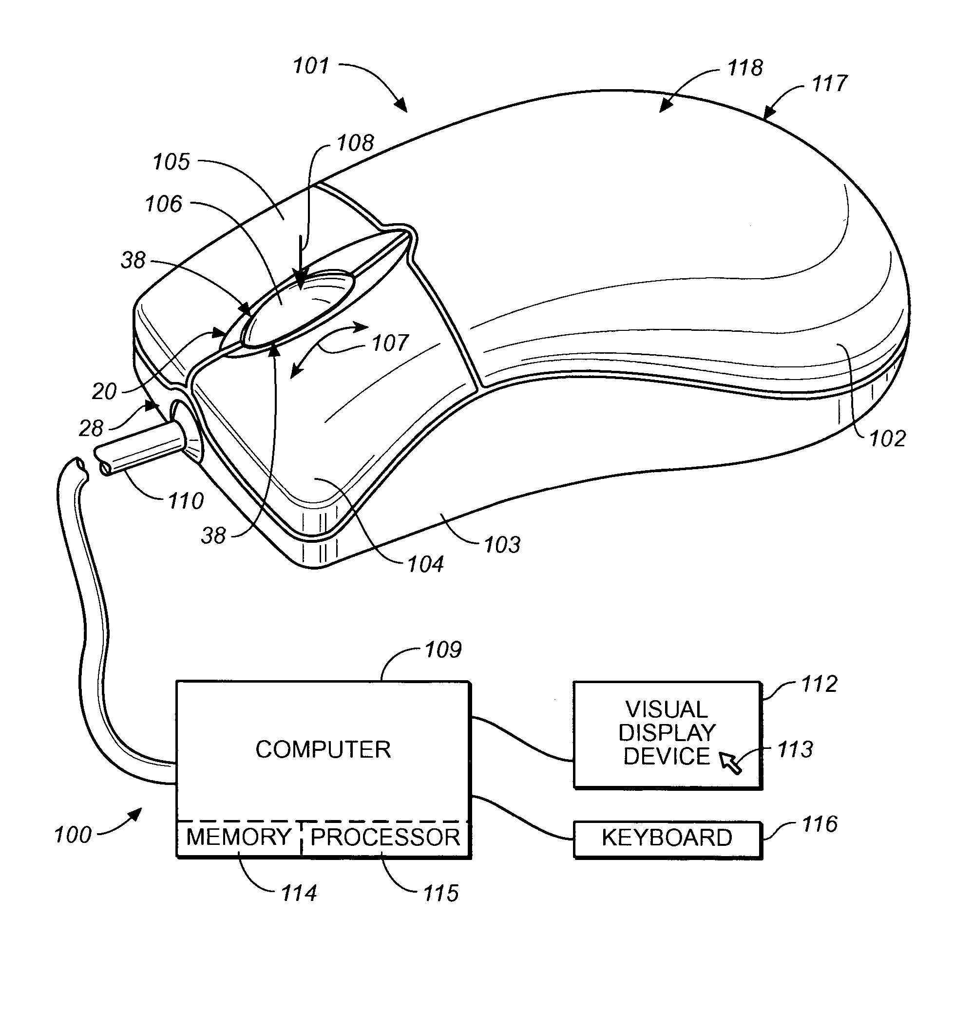 System and method of adjusting display characteristics of a displayable data file using a ergonomic computer input device