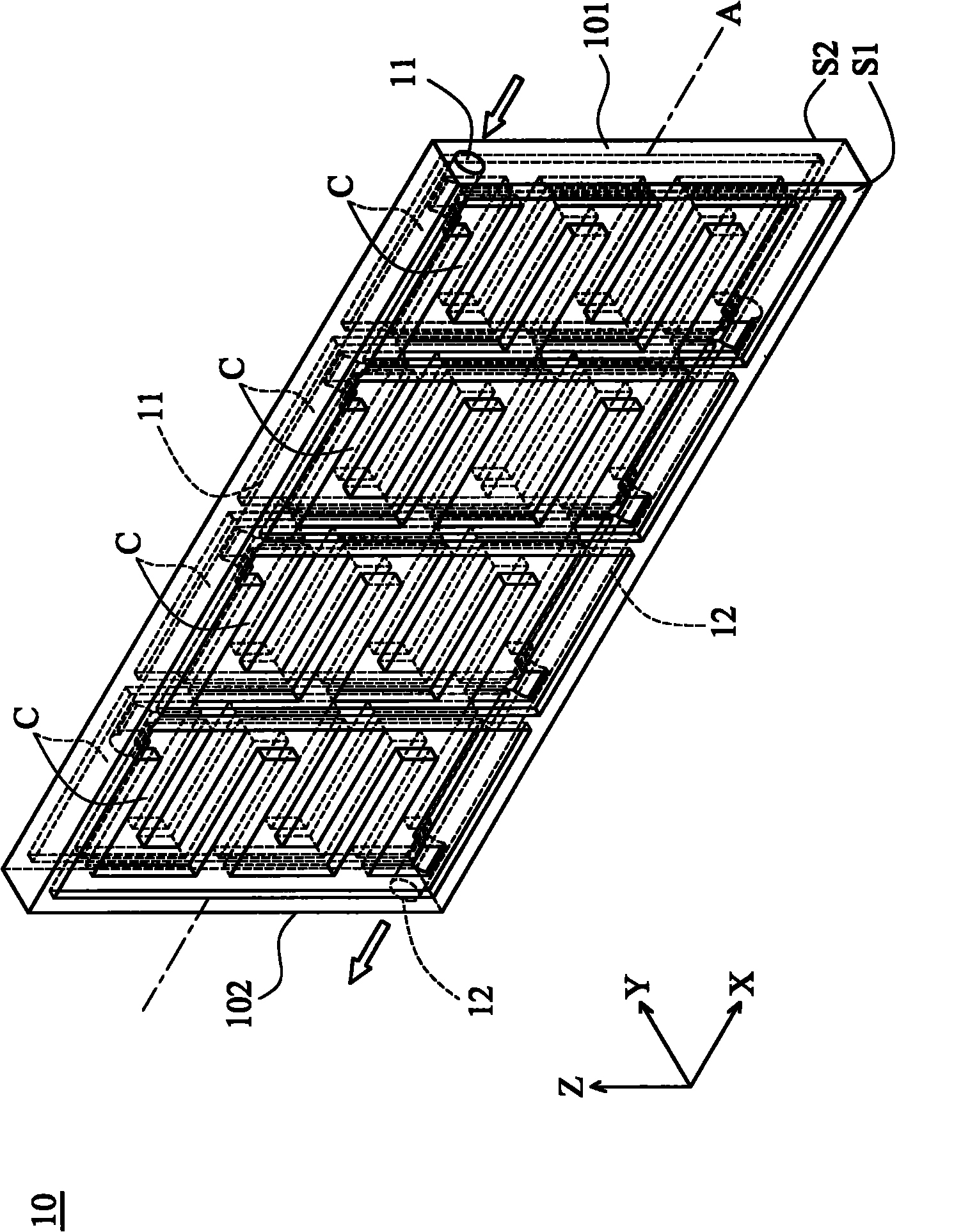 Flat type fuel cell module and flow field plate thereof