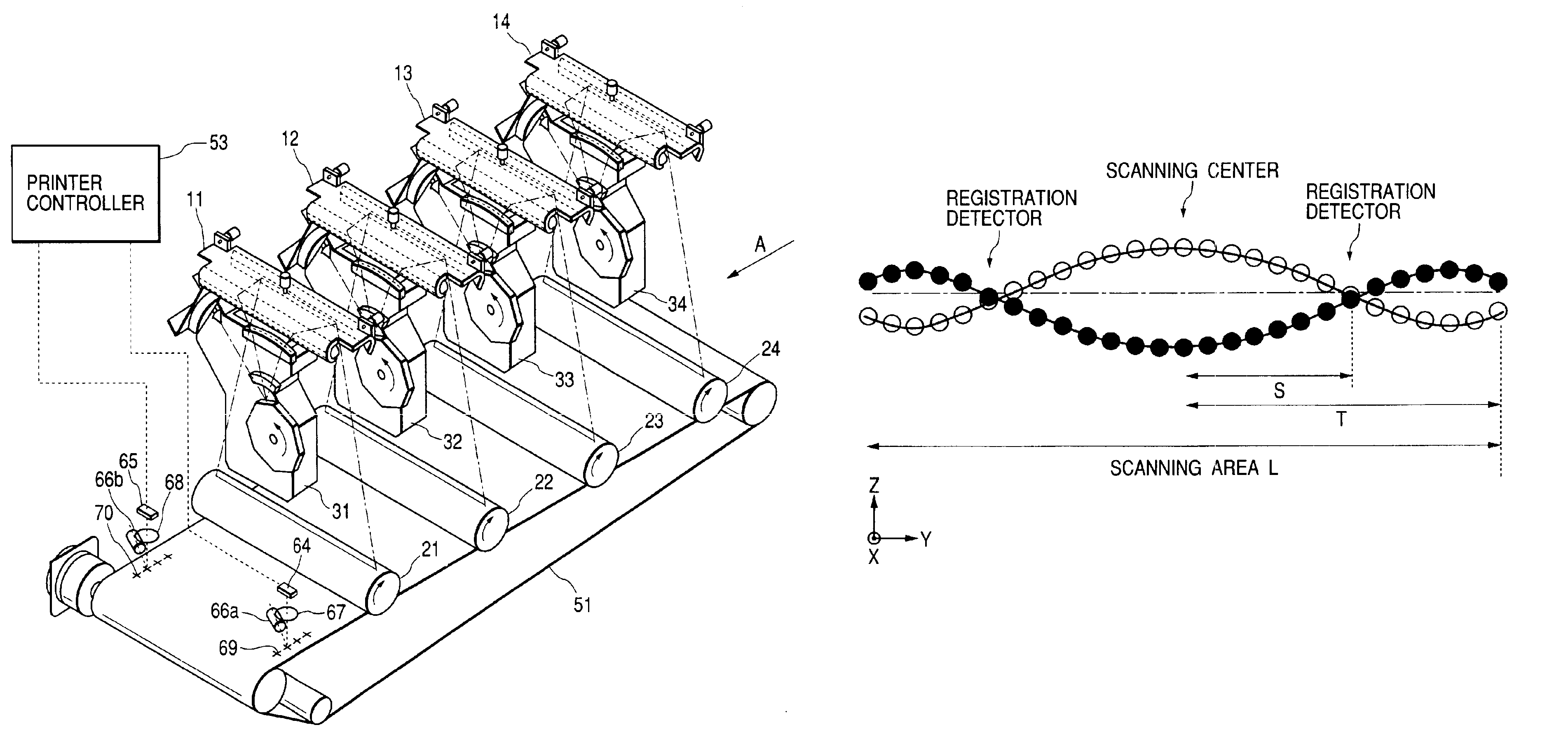 Color image forming apparatus with color registration detector