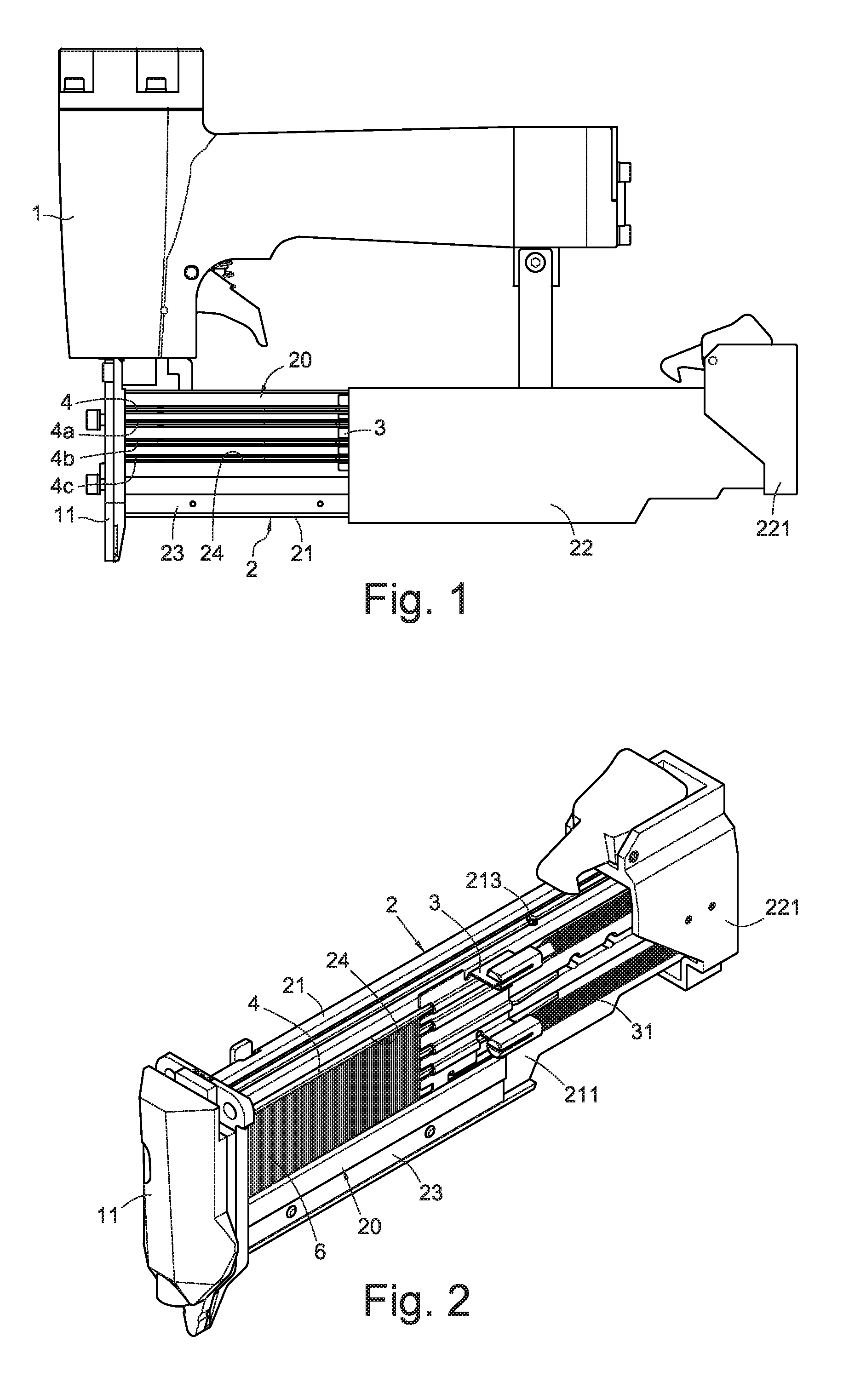 Nail positioning member of nail slot of nail gun