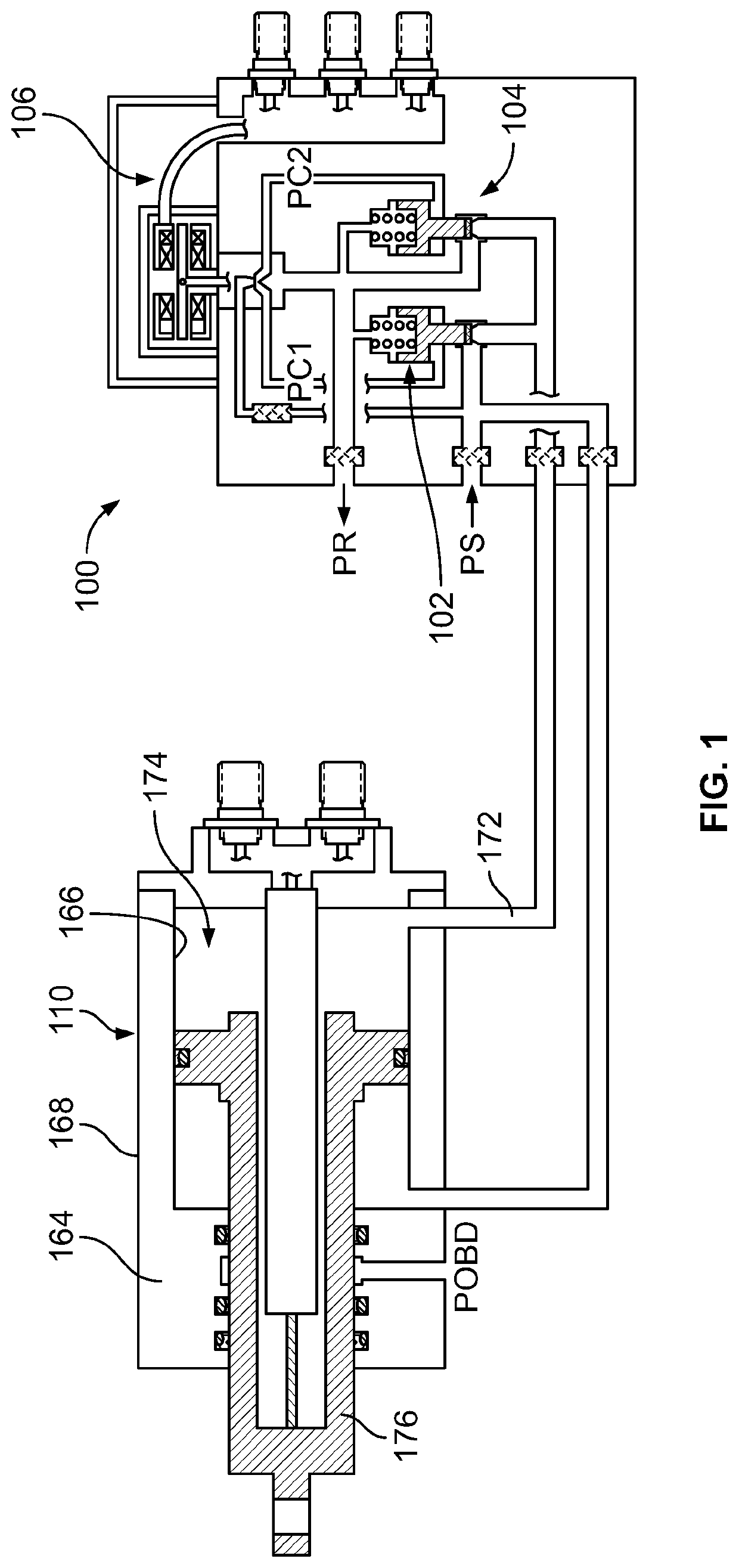 Electrohydraulic poppet valve device control that maintains the last commanded position of a device upon power interruption and provides back-up position control