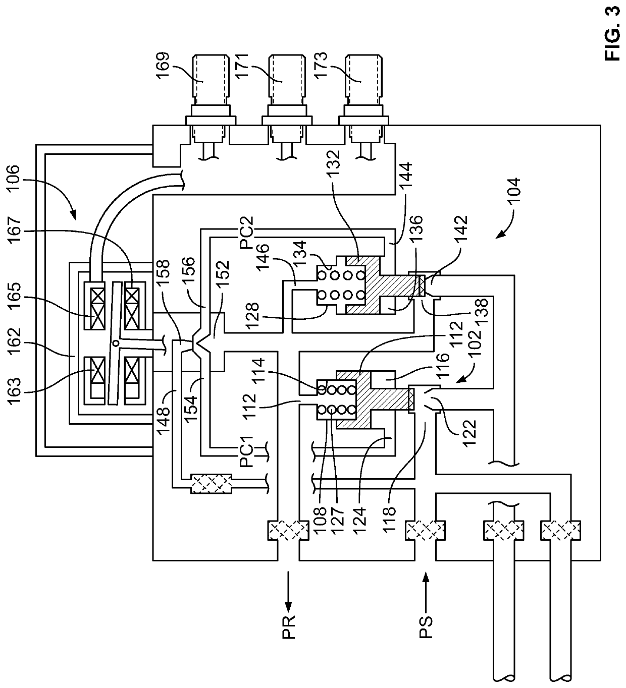 Electrohydraulic poppet valve device control that maintains the last commanded position of a device upon power interruption and provides back-up position control